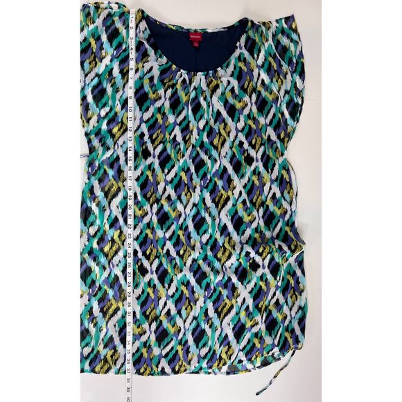 Merona Women's Multicolor Print Knee Length Dress Tie Belt Polyester Size L - Picture 10 of 12